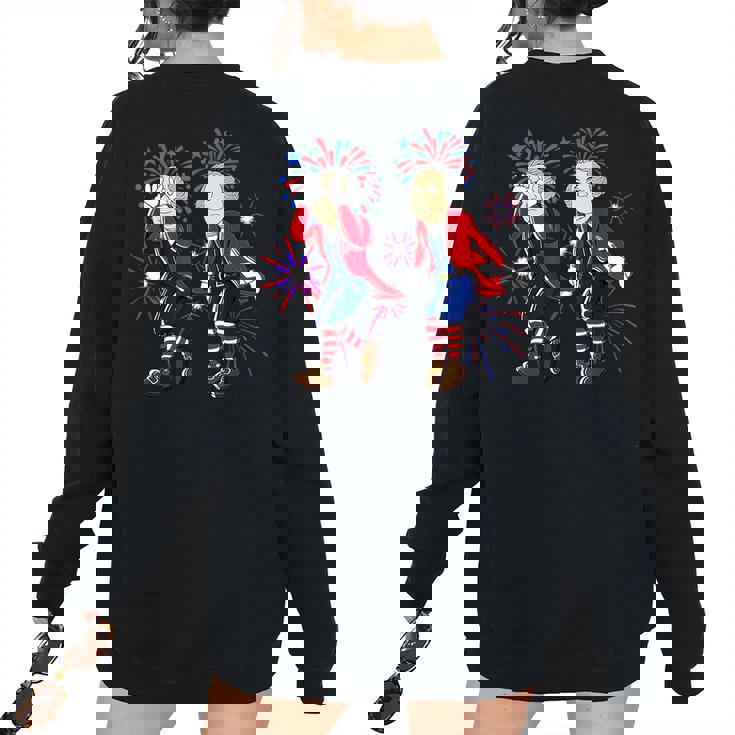 4Th Of July George Washington Griddy George Griddin Firework Women's Oversized Sweatshirt Back Print