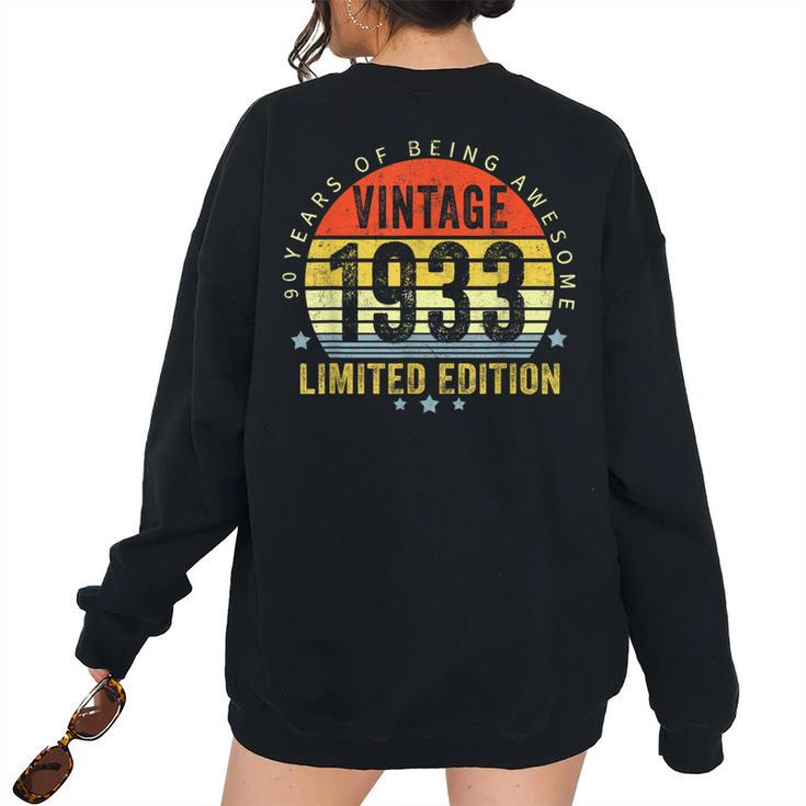90 Years Of Being Awesome Vintage 1933 Limited Edition Women's Oversized Sweatshirt Back Print