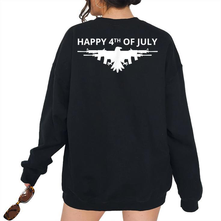 American Eagle Gun Wings 4Th Of July T Gun Women's Oversized Sweatshirt Back Print