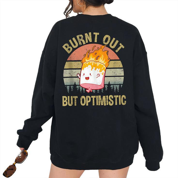 Burnt Out But Optimistic - Retro Vintage Sunset Women's Oversized Sweatshirt Back Print