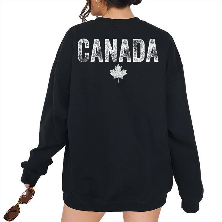 Canada Vintage Canadian Flag Leaf Maple Pride Men Women Pride Month s Women's Oversized Sweatshirt Back Print
