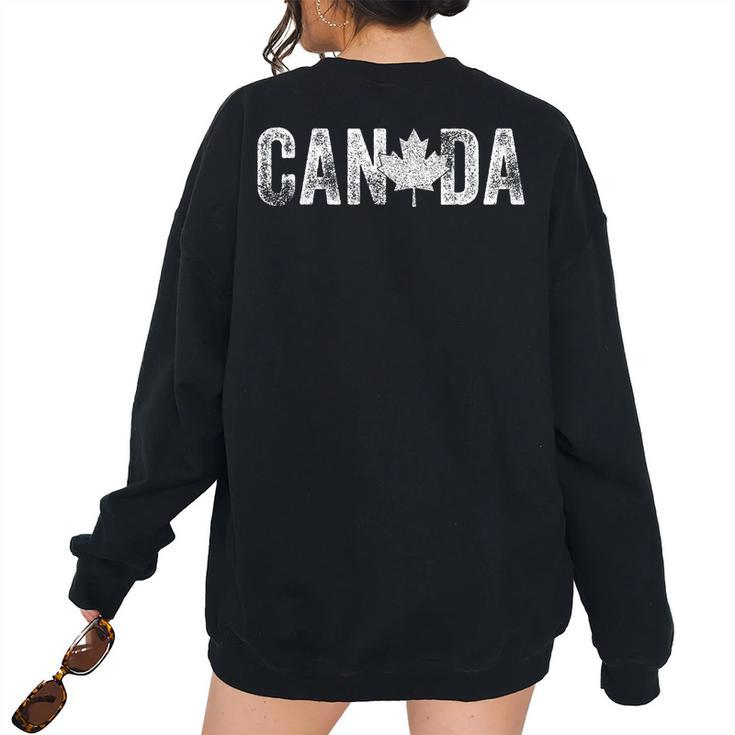 Canada Vintage Distressed Flag Leaf Maple Pride Men Women Pride Month s Women's Oversized Sweatshirt Back Print