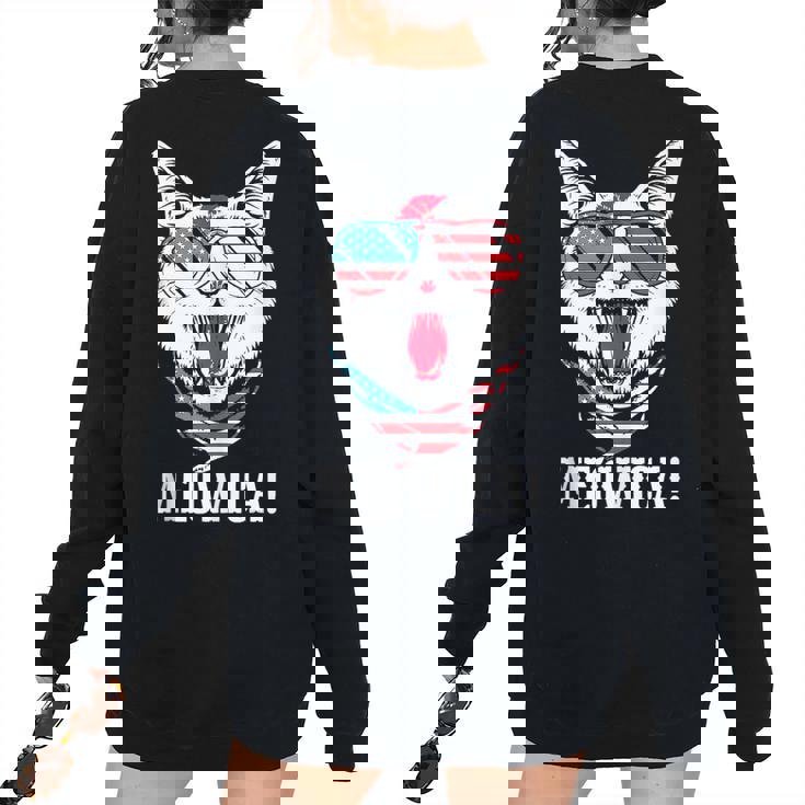 Cat 4Th Of July Meowica American Flag Usa Patriotic Patriotic Women's Oversized Sweatshirt Back Print