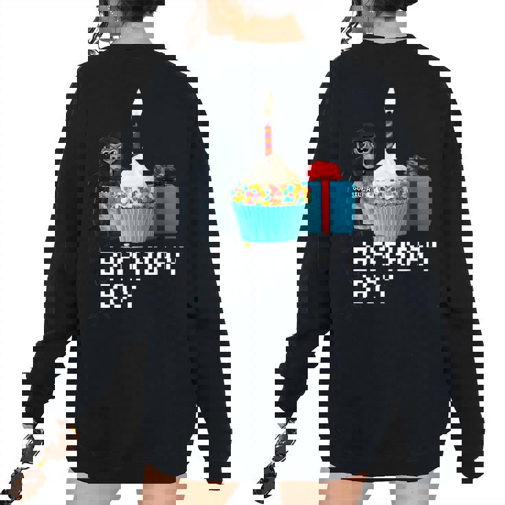 Cool Gorilla Tag Birthday Party Vr Gamer Kids Ns Women's Oversized Sweatshirt Back Print