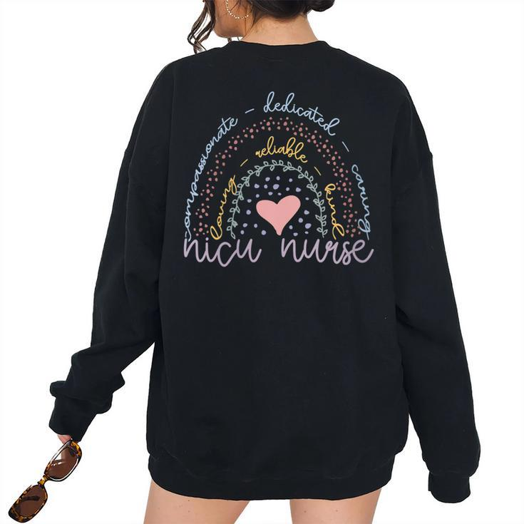 Cute Rainbow Nicu Nurse Women's Oversized Sweatshirt Back Print