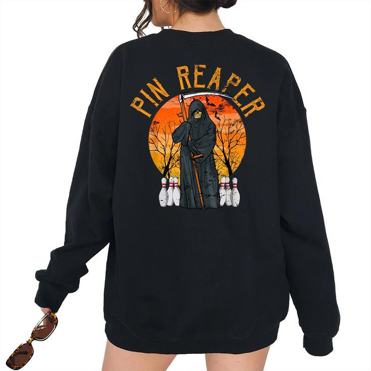 Death Bowling Grim Reaper Bowler Men Or Women Women's Oversized Sweatshirt Back Print