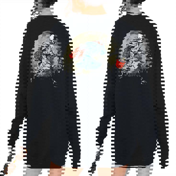 Death Trick Or Treating - Vintage Skeleton Halloween Halloween Women's Oversized Sweatshirt Back Print