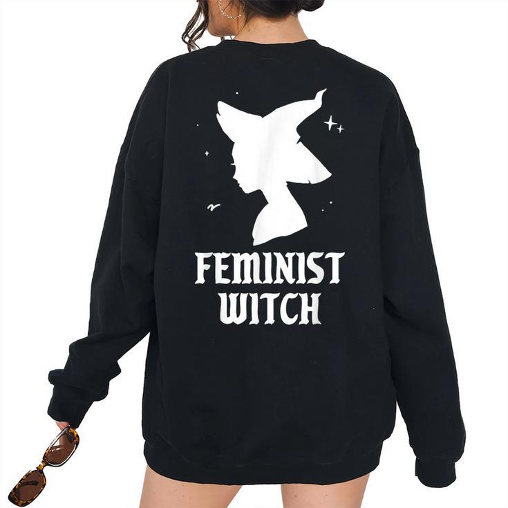 Feminist Witch Spooky Vibes Goth Halloween Costume Women's Oversized Sweatshirt Back Print
