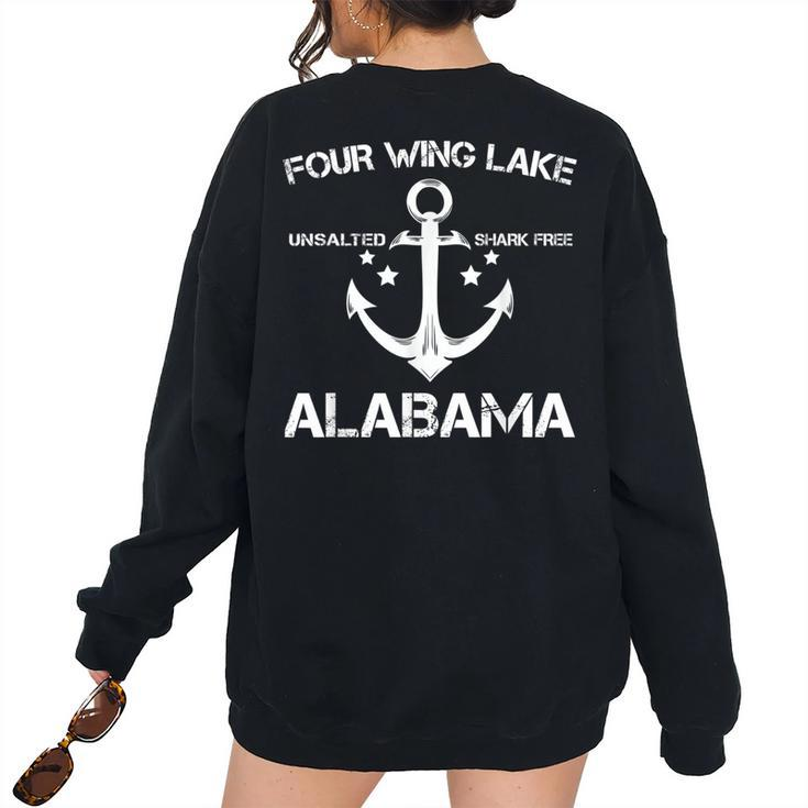 Four Wing Lake Alabama Fishing Camping Summer Camping Women's Oversized Sweatshirt Back Print