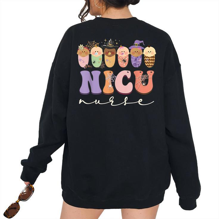 Halloween Nicu Nurse Party Costume Women's Oversized Sweatshirt Back Print