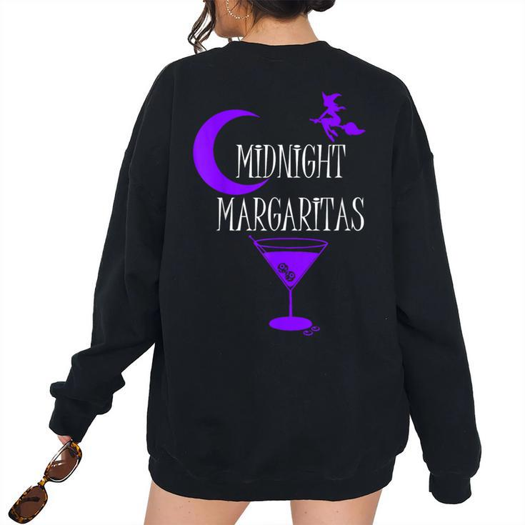 Midnight Margaritas Witch Halloween Drinking Women's Oversized Sweatshirt Back Print