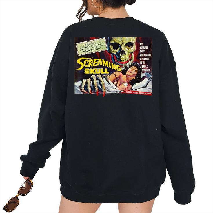 Giant Skull Classic Halloween Monster Poster Horror Movie Women's Oversized Sweatshirt Back Print
