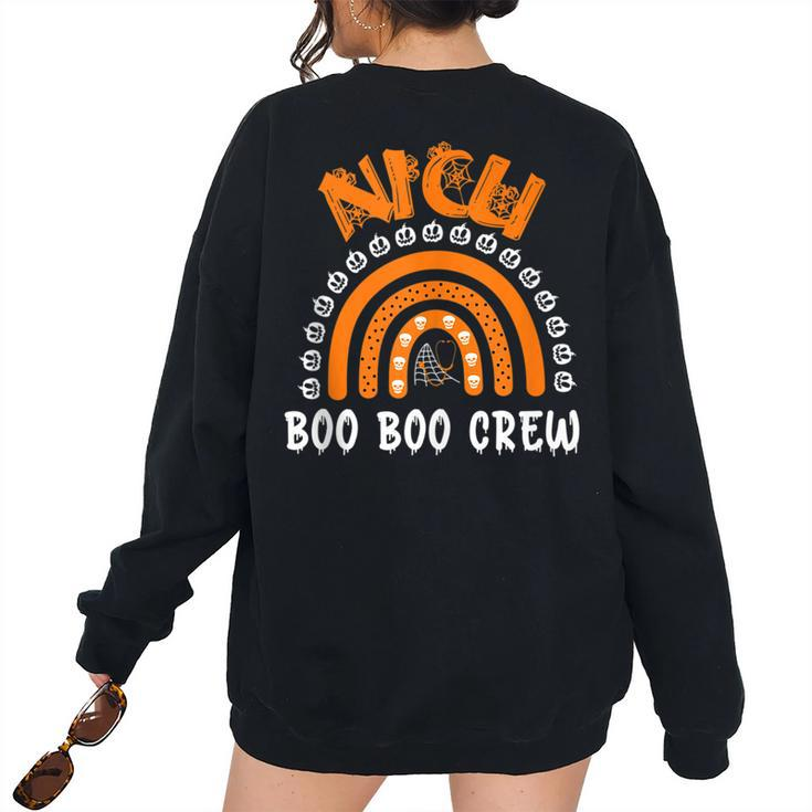 Halloween Nicu Nurse Matching Boo Boo Crew Rainbow Women's Oversized Sweatshirt Back Print