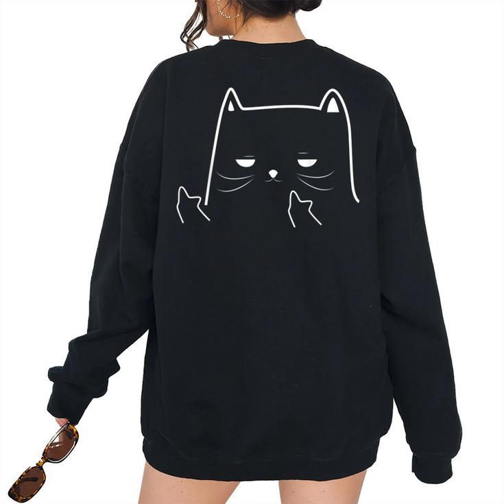 I-Do What I-Want Cat Middle Finger Adult Humour Women's Oversized Sweatshirt Back Print