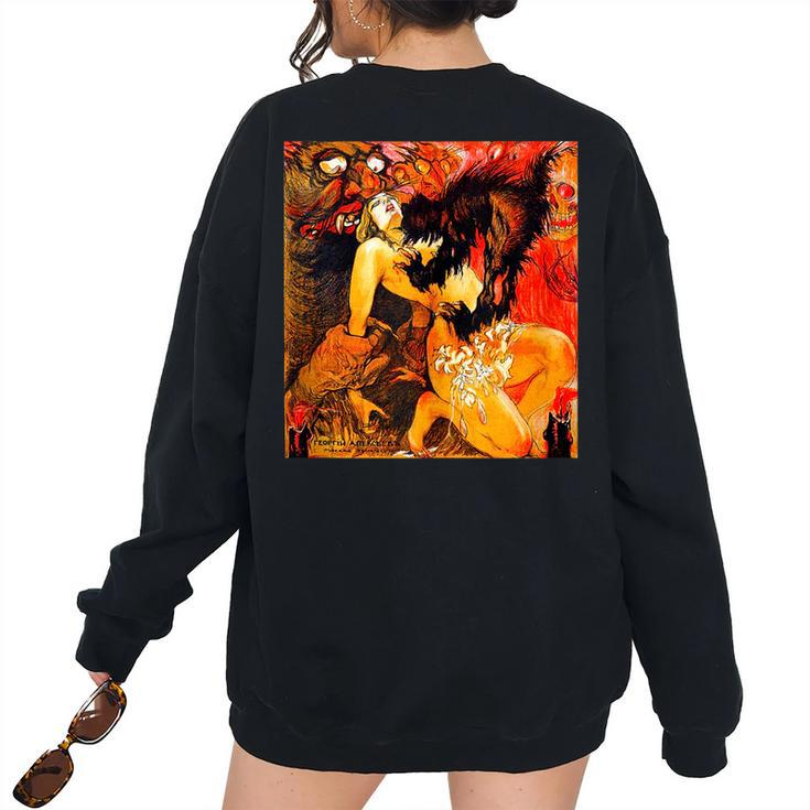 Married By Satan Halloween Monster Vintage Horror Movie Women's Oversized Sweatshirt Back Print