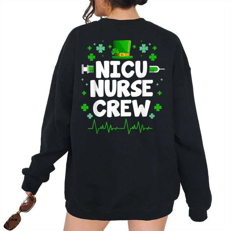 Nicu Nurse Crew Leprechaun Hat Happy St Patrick's Day Women's Oversized Sweatshirt Back Print