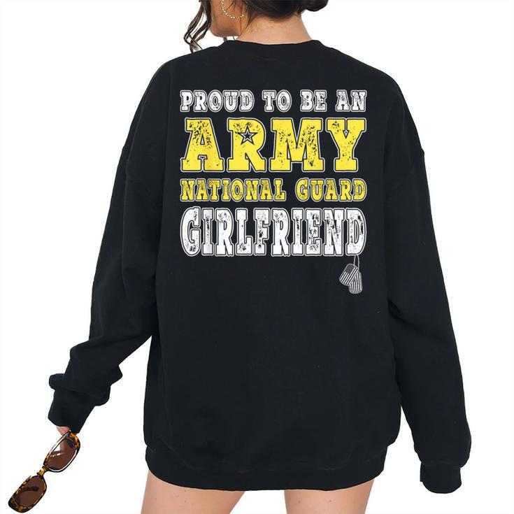 Proud Army National Guard Girlfriend Us Flag Military Couple Military Women's Oversized Sweatshirt Back Print