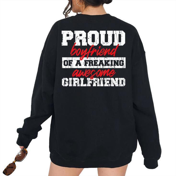 Proud Boyfriend Of A Freaking Awesome Girlfriend Love Love Women's Oversized Sweatshirt Back Print