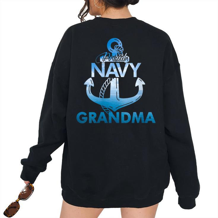 Proud Navy Grandma Lover Veterans Day Women's Oversized Sweatshirt Back Print