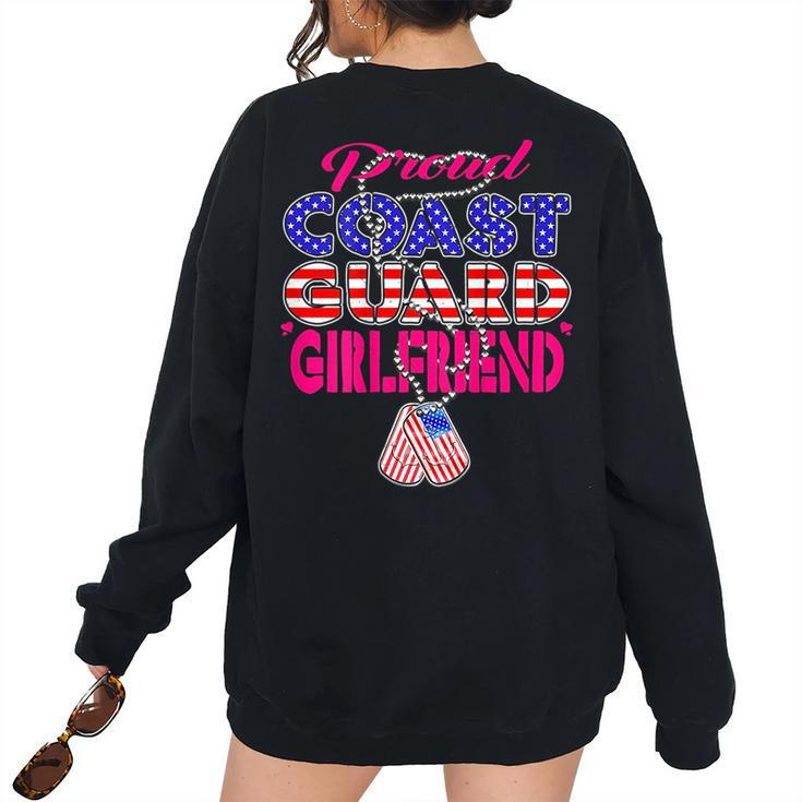 Proud Us Coast Guard Girlfriend Dog Tag Military Lover Military Women's Oversized Sweatshirt Back Print