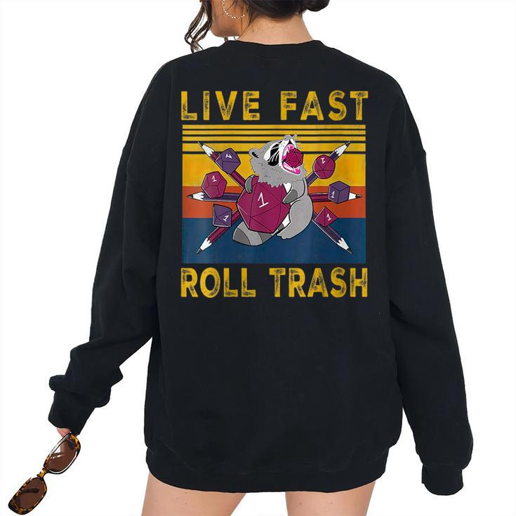 Raccoon Vintage Live-Fast Roll Trash Men Women Women's Oversized Sweatshirt Back Print