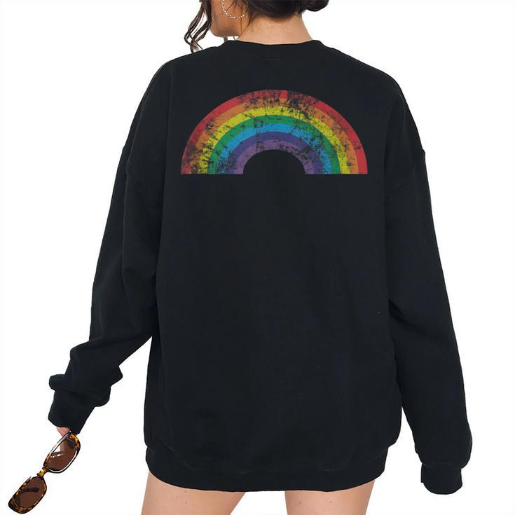 Rainbow Vintage Retro 80S Style Men Women Women's Oversized Sweatshirt Back Print