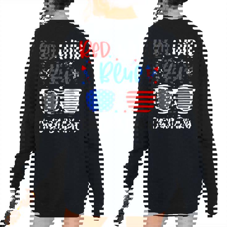 Red White & Blue Cousin Crew 4Th Of July Kids Usa Usa Women's Oversized Sweatshirt Back Print