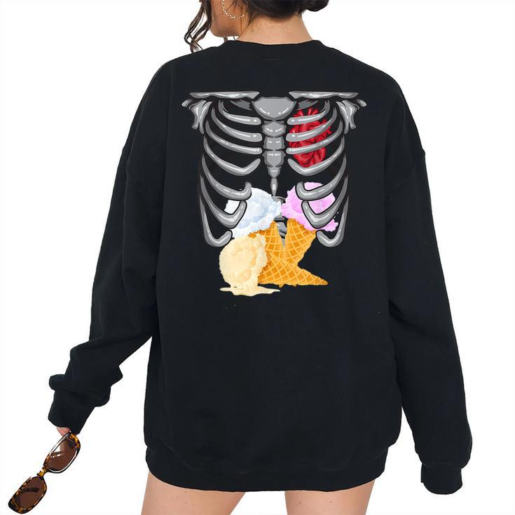 Skeleton Ice Cream Cute Spooky Sweet Tooth Women Oversized Sweatshirt Back Print