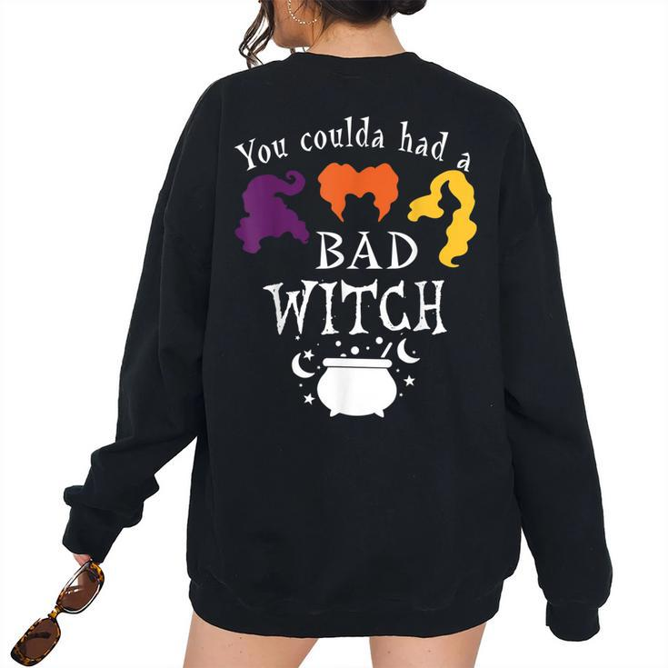 Vintage You Coulda Had A Bad Witch Halloween Women's Oversized Sweatshirt Back Print