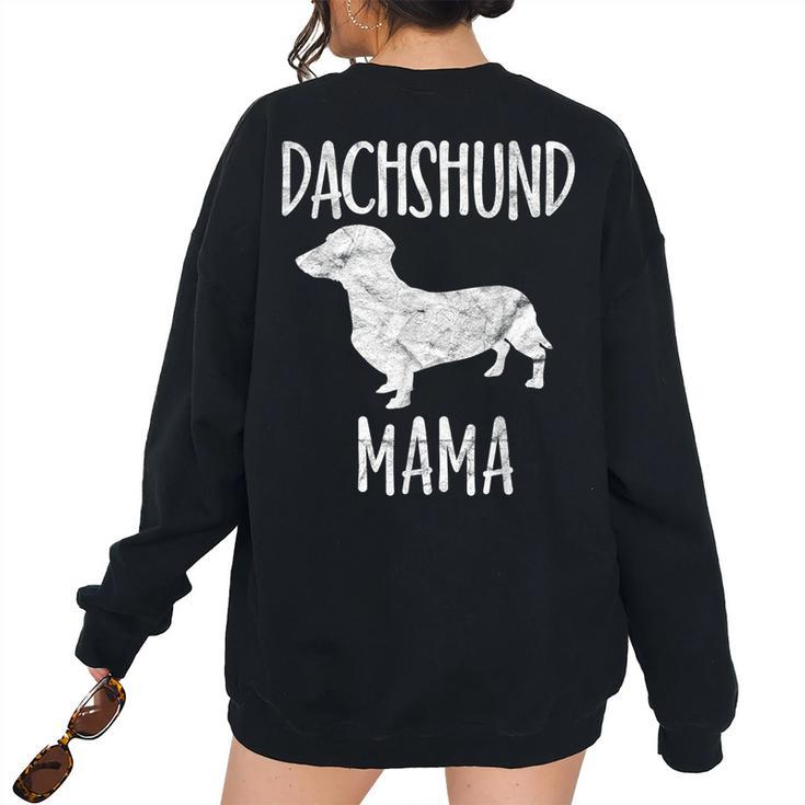 Vintage Dachshund Mama Doxie Mom Pet Dog Owner Mother  Women's Oversized Sweatshirt Back Print