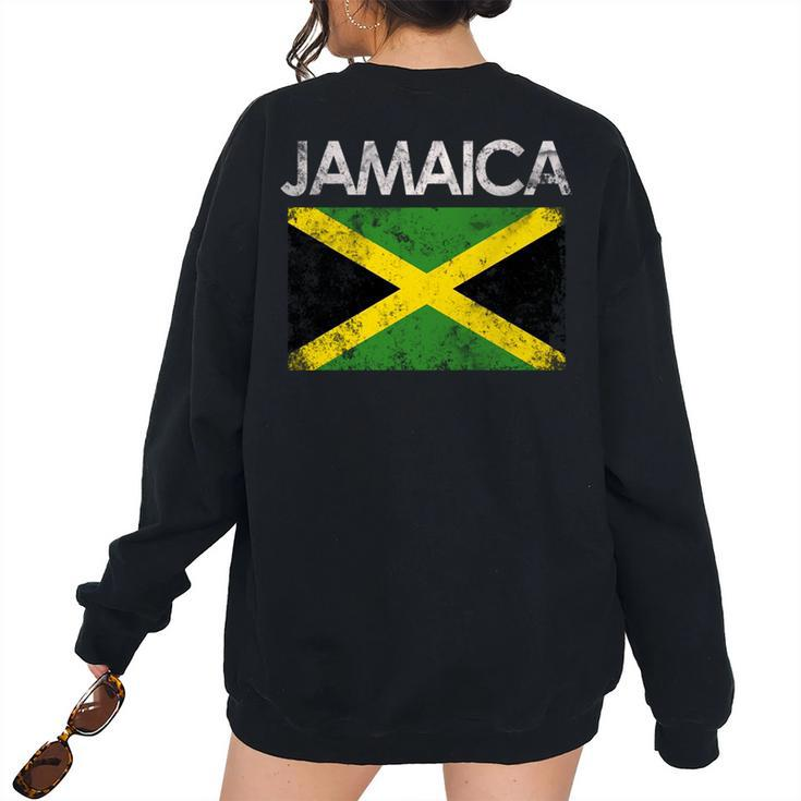 Vintage Jamaica Jamaican Flag Pride Pride Month s Women's Oversized Sweatshirt Back Print