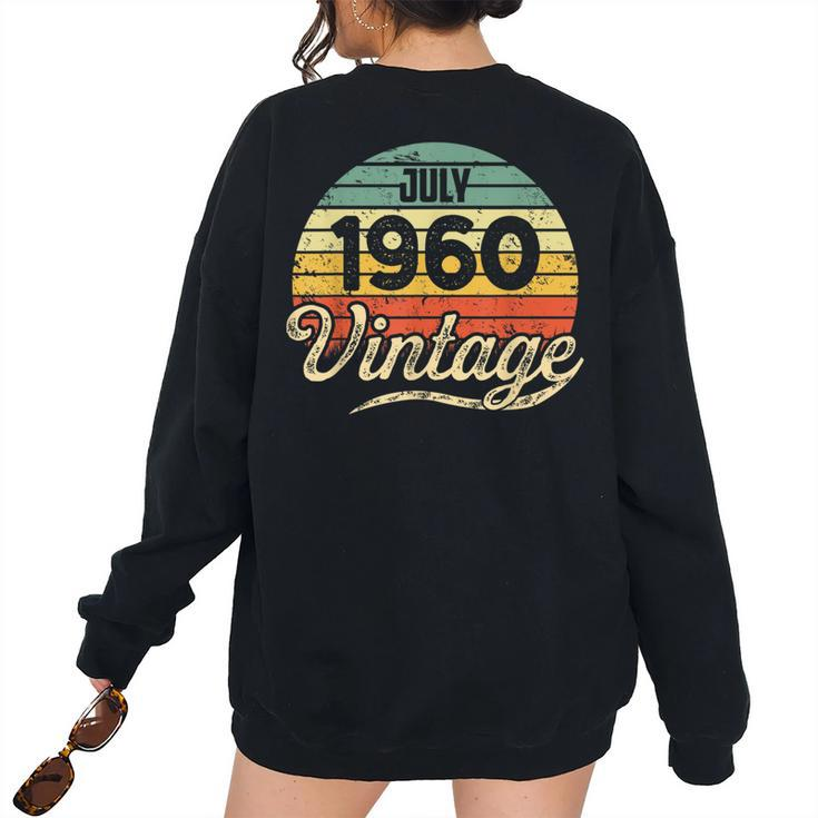 Vintage Sunset 60 Years Old Born In July 1960 60Th Birthday 60Th Birthday Women's Oversized Sweatshirt Back Print
