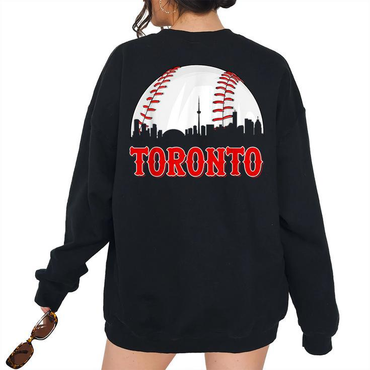 Vintage Toronto Baseball Men Women Player And Fans Baseball Women's Oversized Sweatshirt Back Print