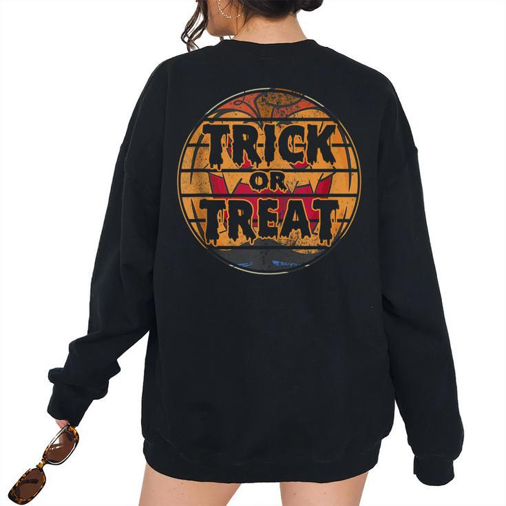 Vintage Trick Or Treat Halloween Costume Scary Pumpkin Men Pumpkin Women's Oversized Sweatshirt Back Print