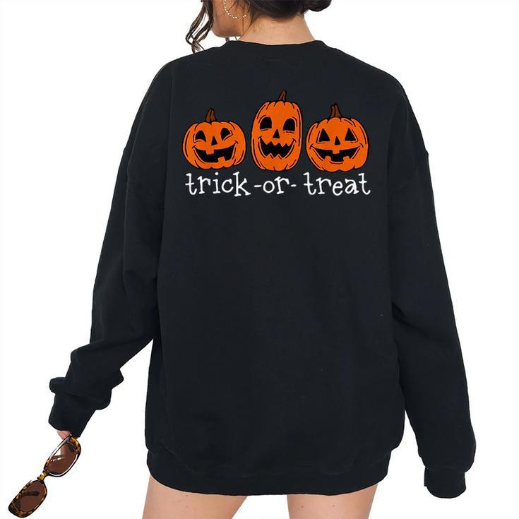 Vintage Trick Or Treat Pumpkin Halloween Costume Pumpkin Women's Oversized Sweatshirt Back Print
