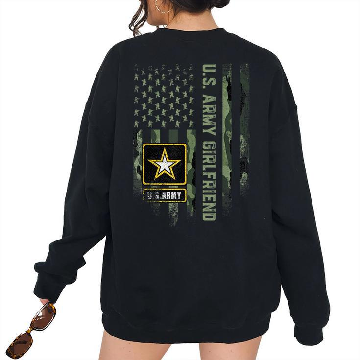 Vintage Usa Camouflage Proud Us Army Military Girlfriend Women's Oversized Sweatshirt Back Print