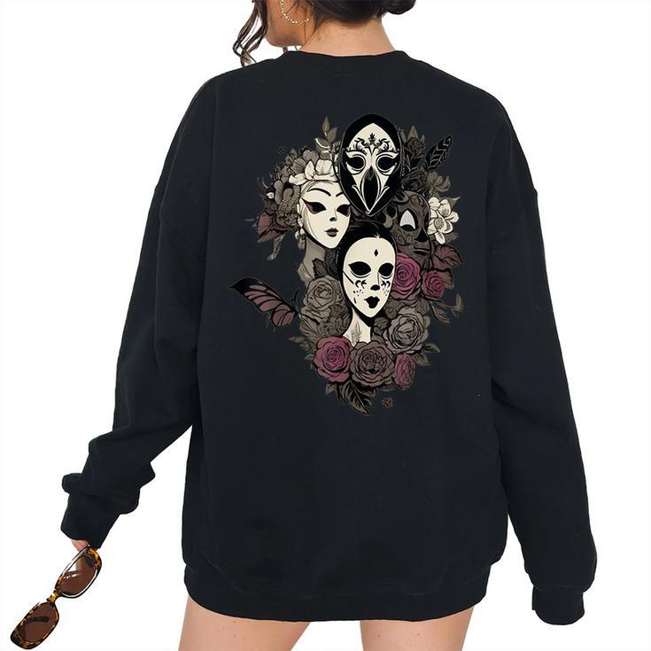 Witch Sisters Vintage Spooky Vibes Halloween Party Halloween Women's Oversized Sweatshirt Back Print