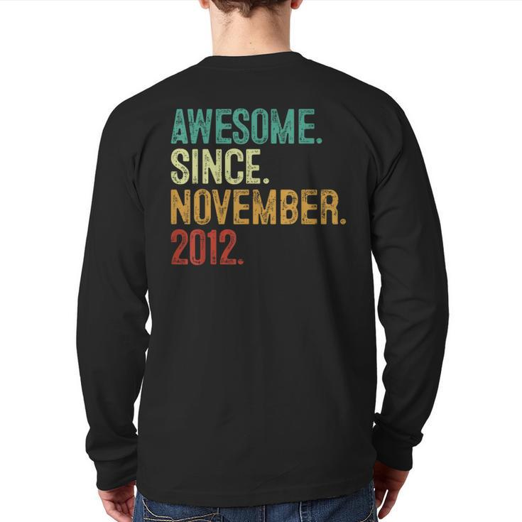 11 Year Old Awesome Since November 2012 11Th Birthday Back Print Long Sleeve T-shirt