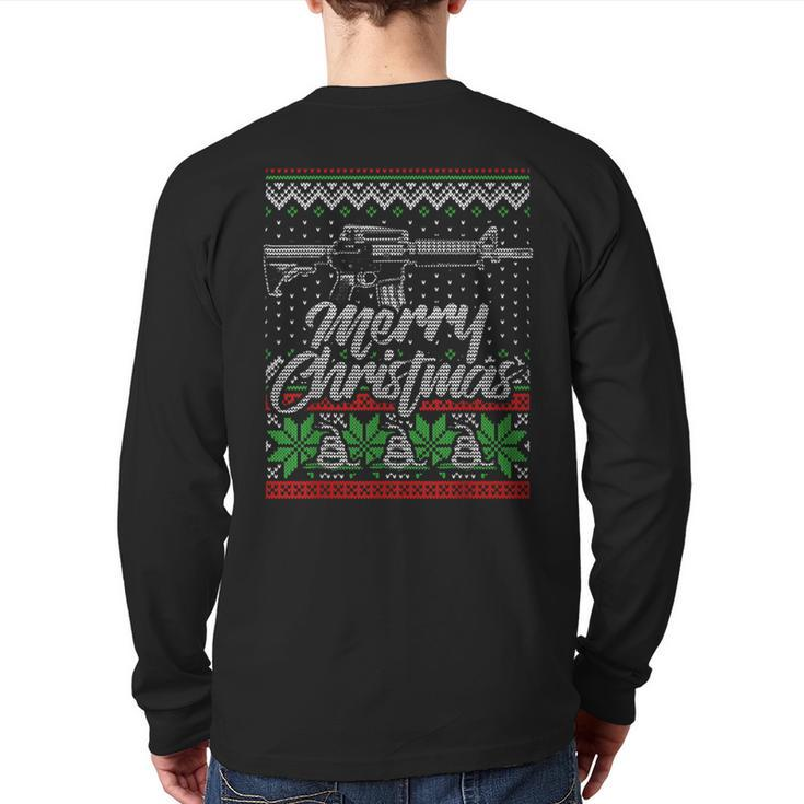 2Nd Amendment Ugly Christmas Sweater Back Print Long Sleeve T-shirt