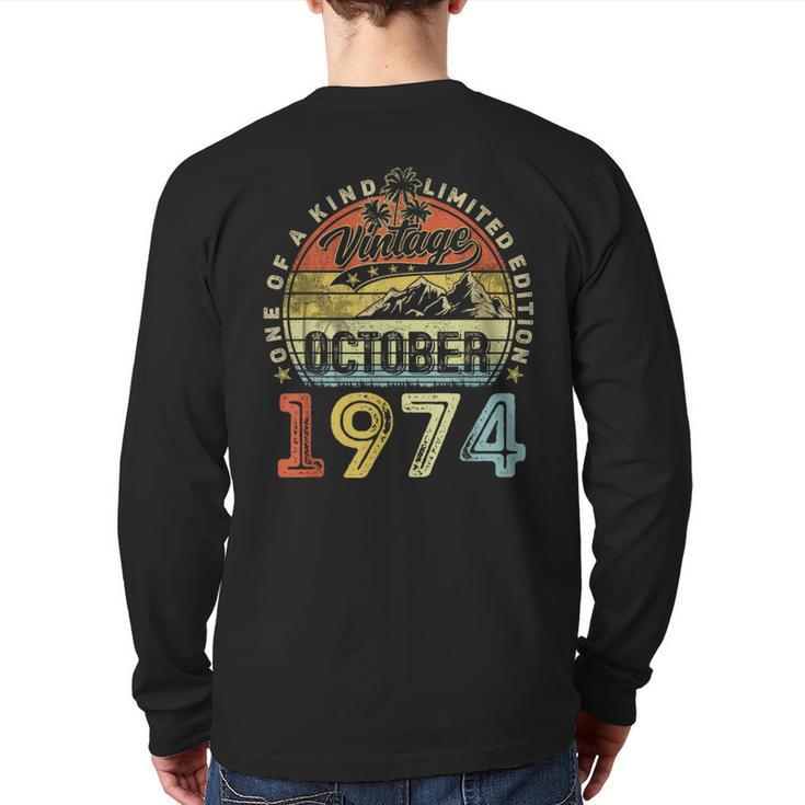49 Years Old Vintage October 1974 49Th Birthday Back Print Long Sleeve T-shirt