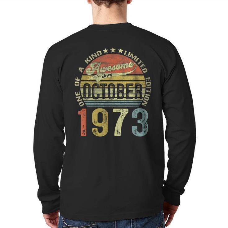 50 Years Old Vintage October 1973 50Th Birthday Back Print Long Sleeve T-shirt