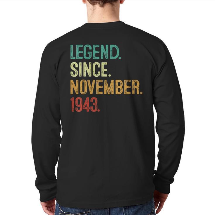 80 Years Old Legend Since November 1943 80Th Birthday Back Print Long Sleeve T-shirt