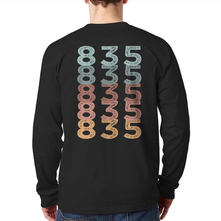 835 Pennsylvania Usa Multi Color Area Code Back Print Long Sleeve T-shirt