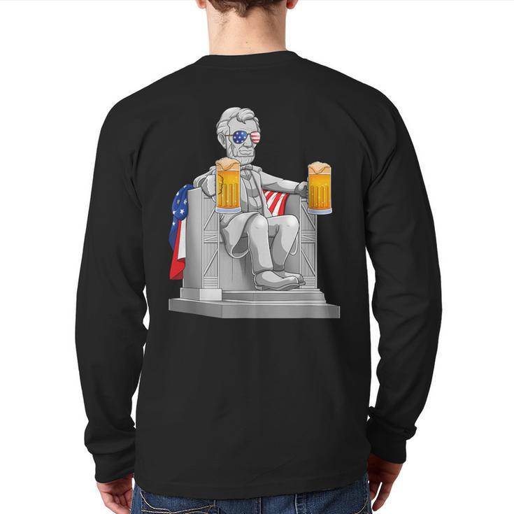 Abe Lincoln T 4Th Of July Drinkin Memorial Back Print Long Sleeve T-shirt