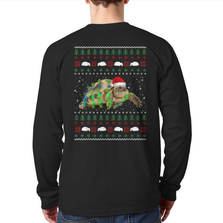 African Sulcata Tortoise Ugly Christmas Sweater Back Print Long Sleeve T-shirt
