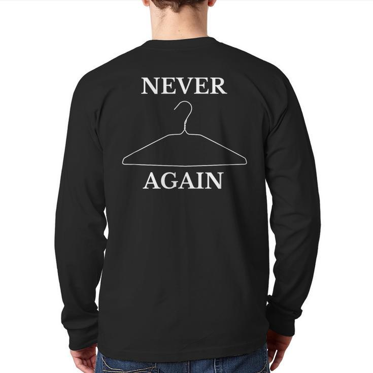 Never Again Metal Wire Clothes Hanger Back Print Long Sleeve T-shirt