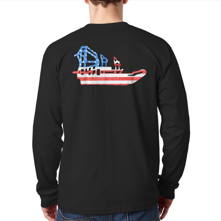 Airboat American Usa 4Th July Fanboat Swamp Air Boat Back Print Long Sleeve T-shirt