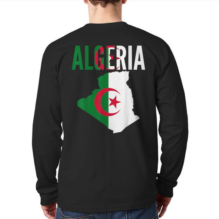 Algerian Algeria Country Map Flag Back Print Long Sleeve T-shirt