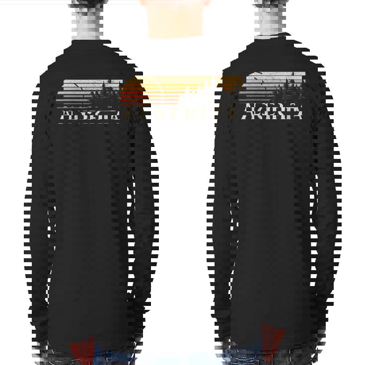 Algerita Tx Vintage Evergreen Sunset Eighties Retro Back Print Long Sleeve T-shirt