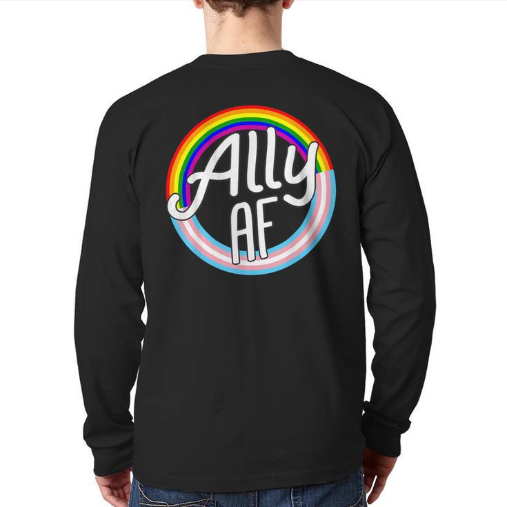 Ally Af Trans Flag Love Equality Lgbt Pride Flag Love Gay Back Print Long Sleeve T-shirt